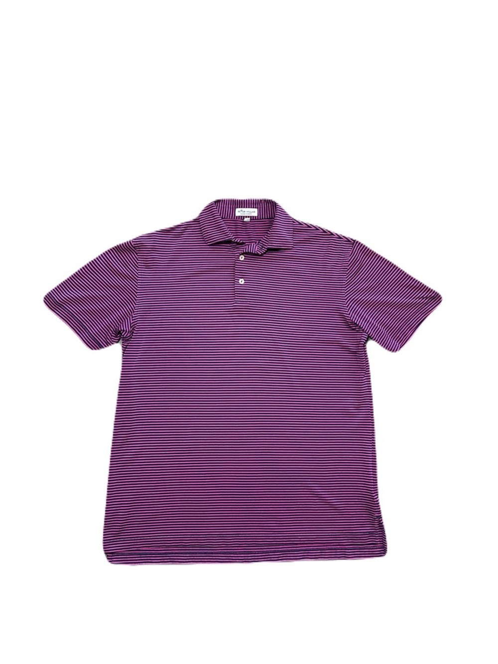 Peter Millar Men's Summer Comfort Polo Golf Shirt Pink/Navy Blue Striped Medium